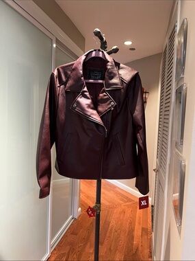 Faux Leather Moto Jacket in Burgundy by Levi Strauss